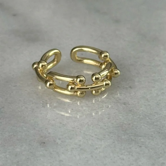 Gold Chain Link Chunky Ring Brand New - Picture 3 of 4